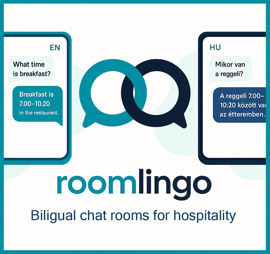 Roomlingo interface showing both host and guest views of the same conversation in different languages